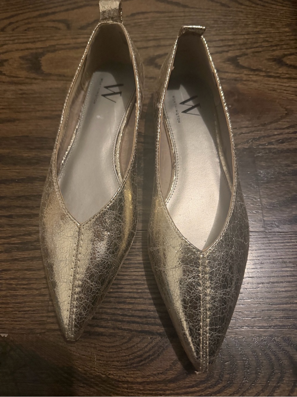 Worthington Metallic Gold Pointed-Toe Flats